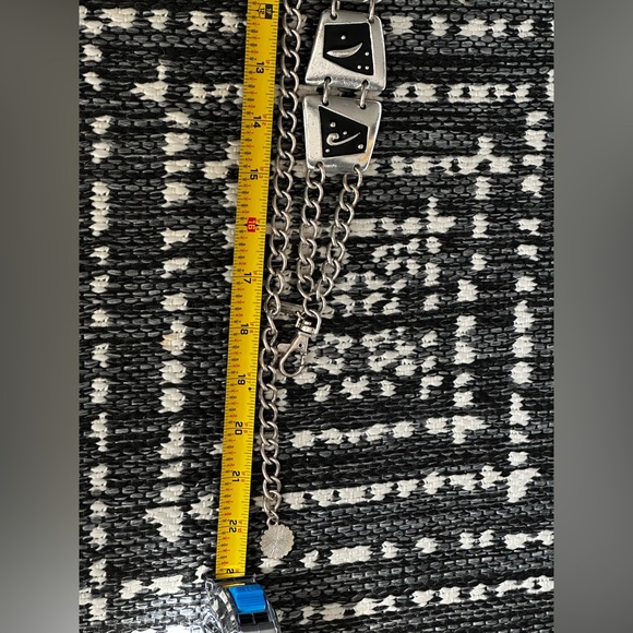 🛍️soldout Chicos Chain Link Belt 36-39 XL Adjustable Black Enamel Inlayed - Picture 6 of 14